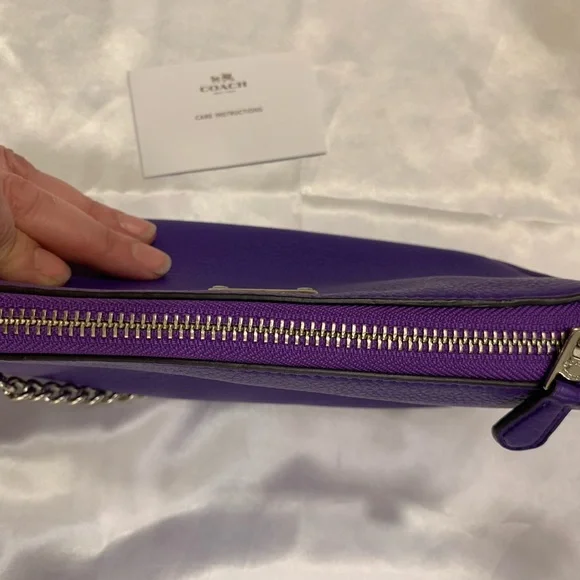 Coach Nolita | Purple Leather Mini Shoulder Bag | Chain Strap Wristlet | F53340 - Picture 16 of 16
